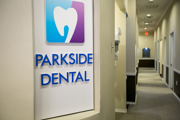 Interior office sign at Parkside Dental