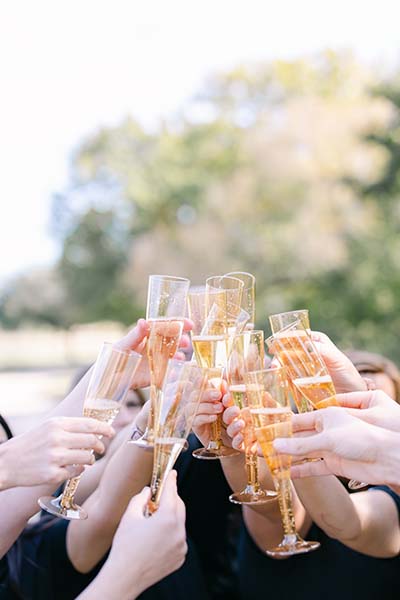 Toasting champaign glasses at